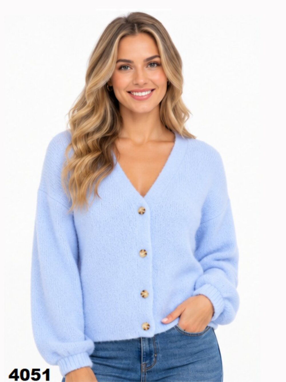 N.W.T No Boundaries Women's Xenon Blue Button-Up Fashion Fuzzy Cardigan Sweater